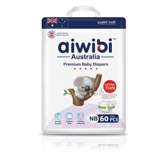 BABY DIAPER AIWIBI PREMIUM SUPER SOFT NB 60 PCS 5 KG