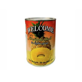 CANNED FRUIT WELCOME PINEAPPLE SLICED IN LIGHT SYRUP 565 GM